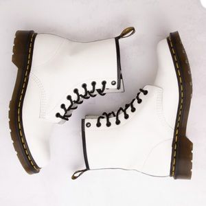 White and black dr marten airwair boots